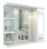 Шкаф зеркальный Лима 750R (1 дверь 2 полки) белый металл. (Gota Rocio)