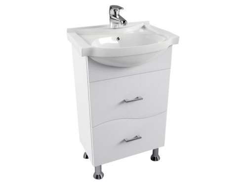 Комплект тумба Орхидея 55 (2ящика) цвет Белый и раковина Уют 55 (Киров) 00023983