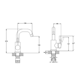 Смеситель для умывальника Zegor SAP1-A097, нерж