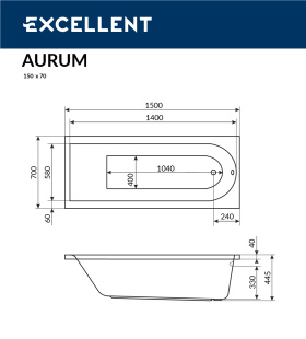 Ванна акриловая AURUM 150x70 (на каркасе) ACTIMA