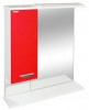 Зеркало "Таис" 60 см, шкафчик слева, свет, выкл., розетка, красный каннелюр (Меркана)