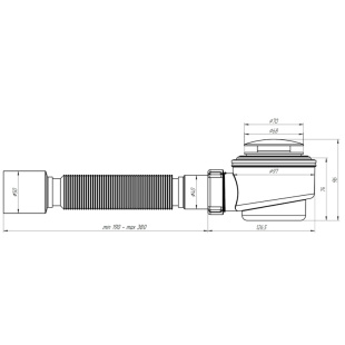 Сифон для душевого поддона 1½"х50 клик-клак с гофротрубой 375х40-50 Е415С
