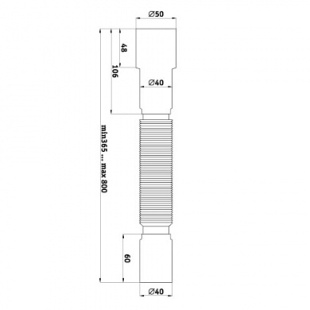 Гибкая труба 40х40-50 (345-715 мм) Т003.