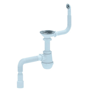 Сифон для мойки 3½"х40 с круглым переливом с гофротрубой 40х40-50 B0139