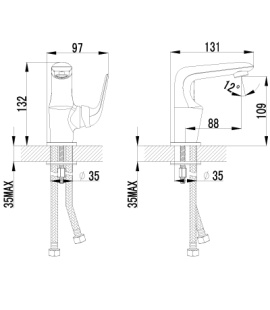 Смеситель для умывальника LM1206C "Эдванс" монолитный
