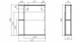 Зеркало-шкаф Норма 1-60 правый АЙСБЕРГ DA1606HZ