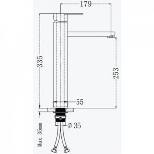 Смеситель для умывальника Frap F10805-2, 35мм, сатин