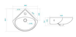 Умывальник угловой Ирис SANTEK