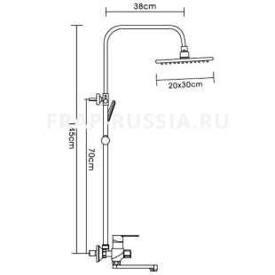 Душевая система с тропическим душем D=225 мм F2449 хром/белый