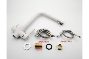 Смеситель для кухни FRAP F4352-8, подключение к фильтру (белый камень)