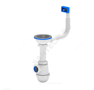 Сифон для мойки 3½"х40 с прямоугольным переливом и гофротрубой 40х40-50 B0148