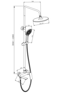 Душевая система с тропическим душем 250 мм черная OSGARD