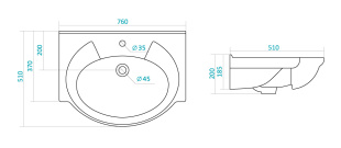 Умывальник Байкал 75 мебельный SANTEK